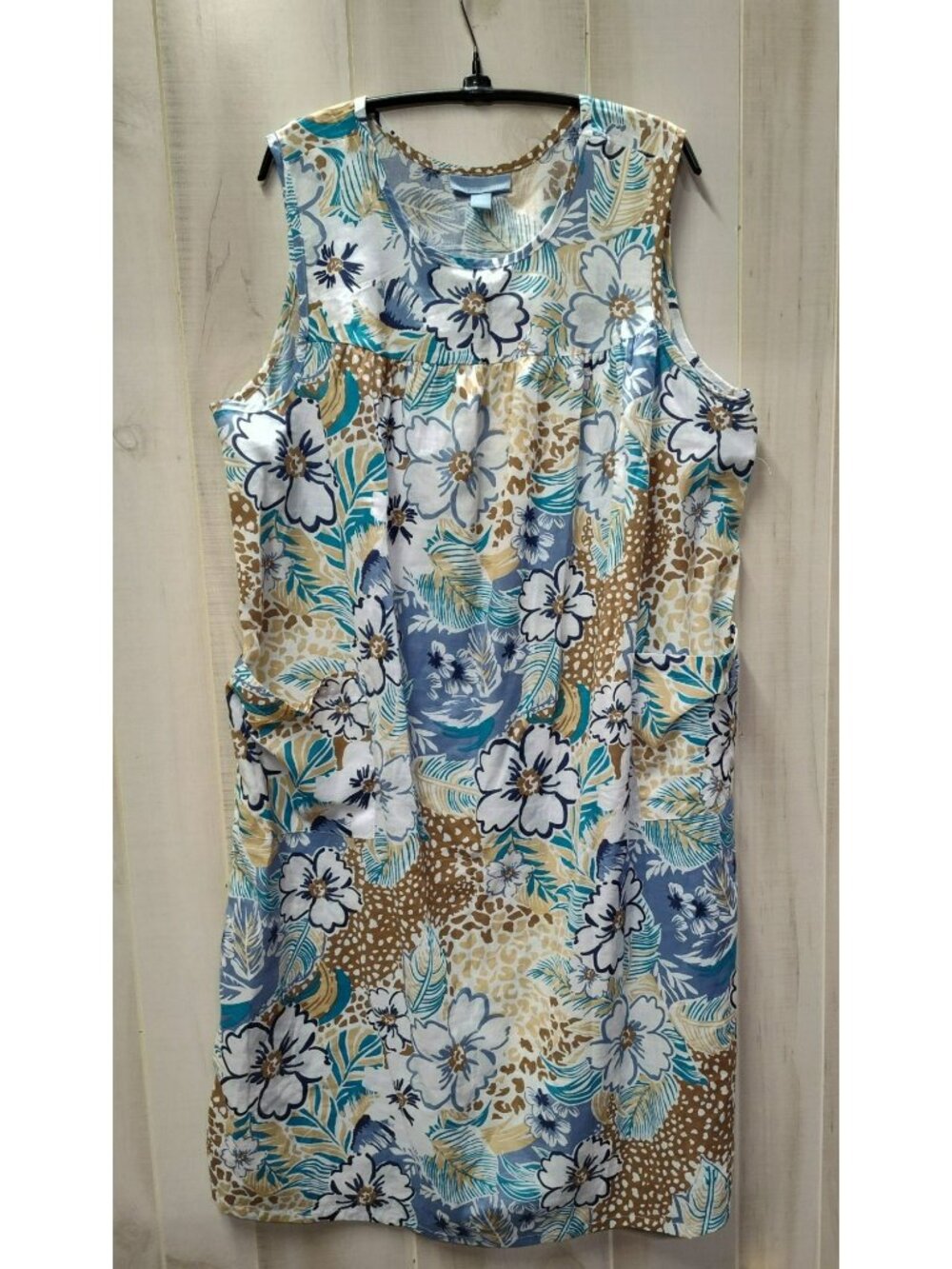 Floral House Dress Muumuu Hawaiian Sleeveless Pockets Sz L 18 20 Only Necessitie